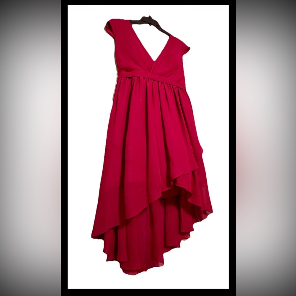 NEW Custom JJs House Elegant Burgundy High Low Chiffon Dress, Size 16